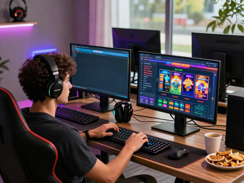Engaging online gaming setup featuring dynamic betting scenes from https://ku88v1.com/ in a vibrant home environment.